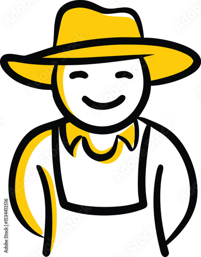 Happy Farmer Character Design Perfect for Agriculture Branding Logos and Farm Fresh Food Icons