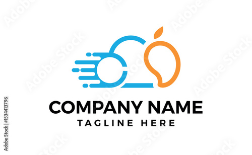 Cloud Data Vector logo for technology data service with fast or Mango art and illustration.