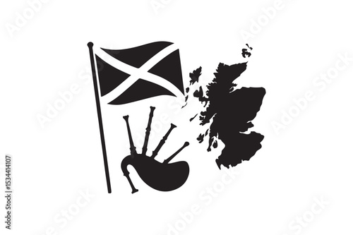scotland festival silhouette vector art illustration on white background