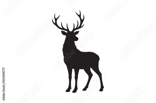 scottish deer silhouette vector art illustration on white background