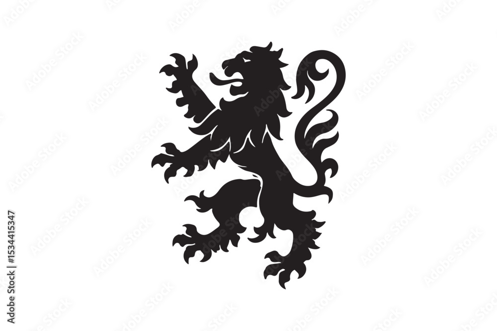 Fototapeta premium scottish lion silhouette vector art illustration on white background