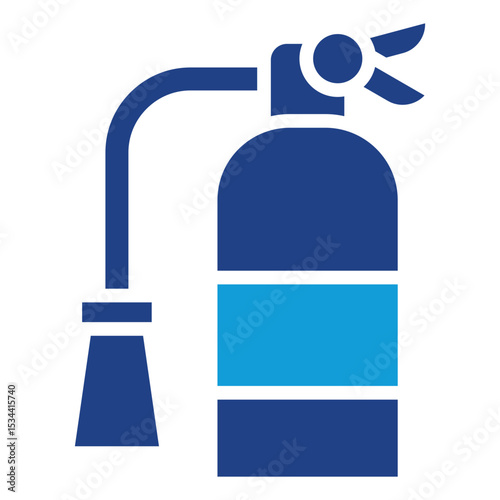 Fire Extinguisher Dual Tone Color Fill Silhouette - Fire extinguisher tool, representing essential emergency equipment for fire safety response