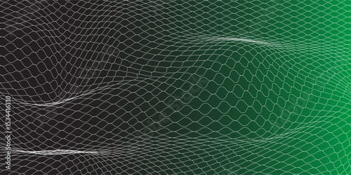 Soccer Ball illuminated green light in the Goal Net. 3D CG. High resolution.