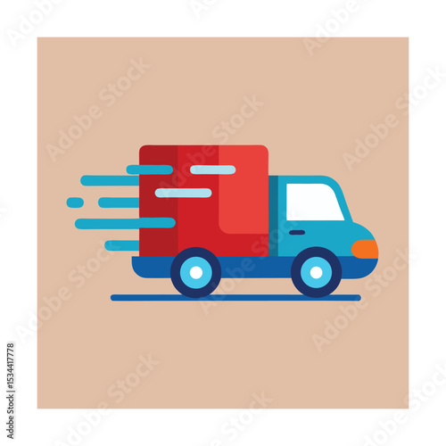Cartoon Cargo Truck Driving with Speed Lines