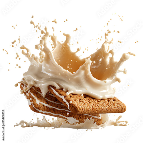 Tasty Gingerbread Fragments in Whirling Milk Splash  