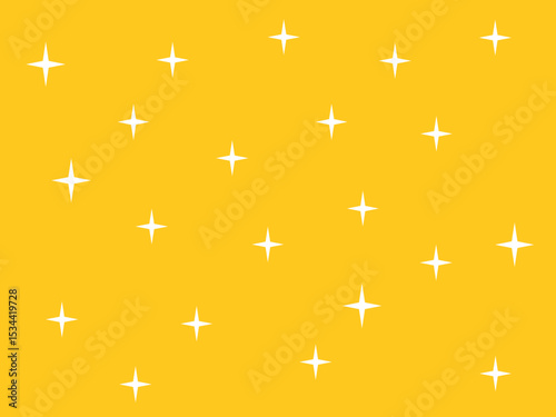 Yellow background with scattered white star shapes.
