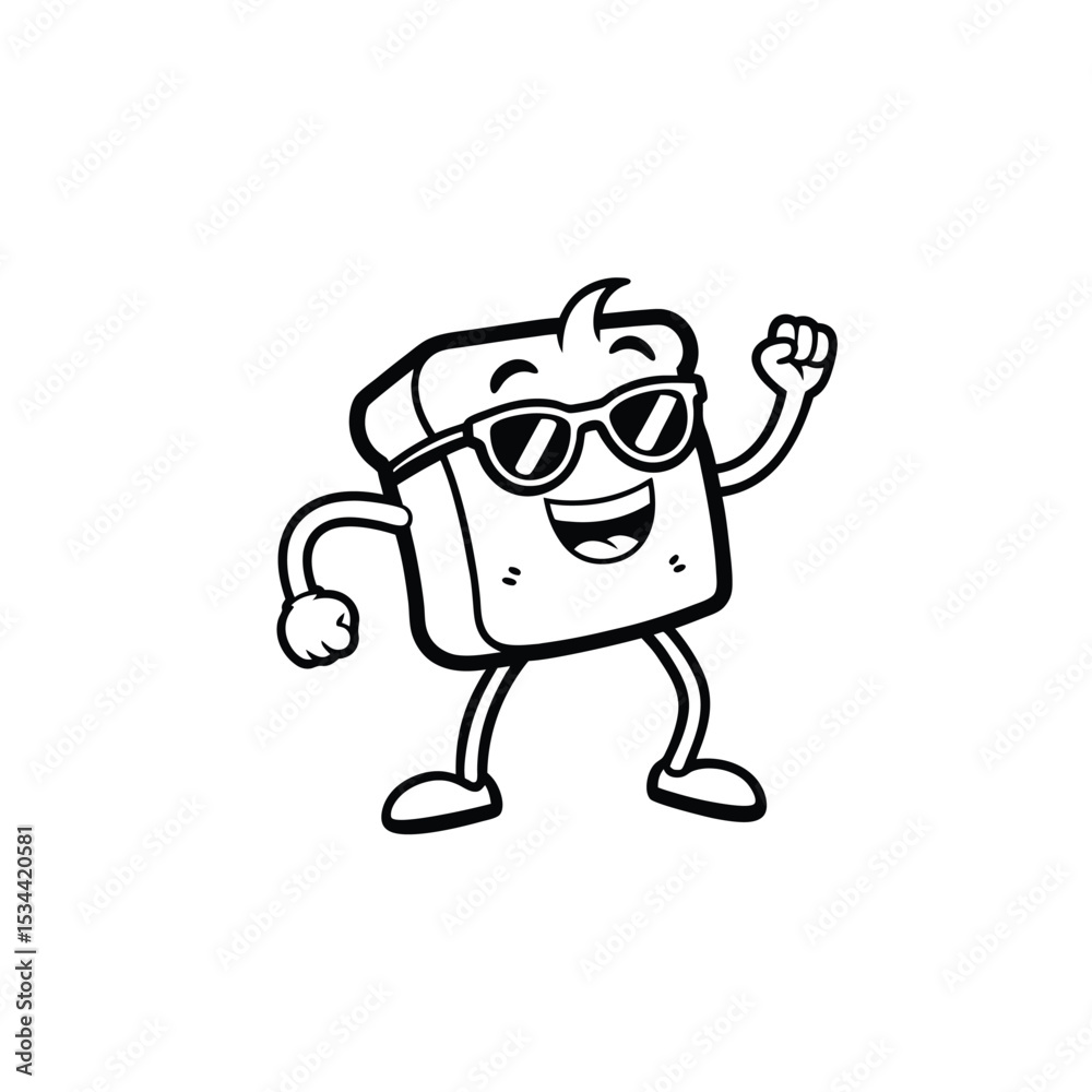 Toast Character Dancing – Happy Breakfast Mascot Vector Toast Character Dancing – Happy Breakfast Mascot Vector
