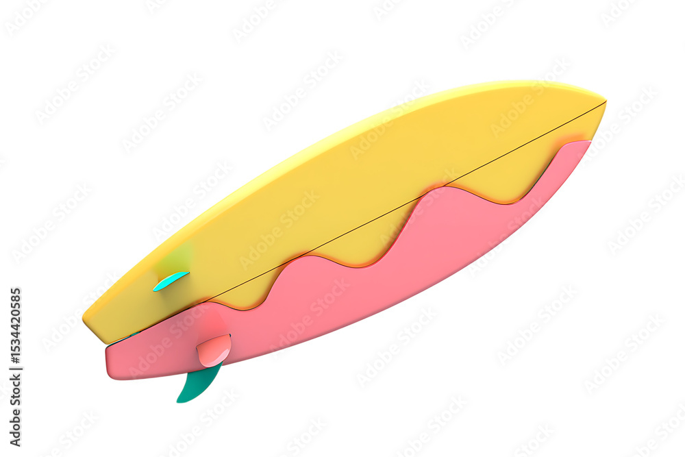 Pastel Yellow and Pink Surfboard, Summer Fun, Ocean Waves, Beach Vibes, Coastal Design Element, 3D Render, Summer Vacation, Tropical Paradise Pastel Yellow and Pink Surfboard, Summer Fun, Ocean Waves, Beach Vibes, Coastal Design Element, 3D Render, Summer Vacation, Tropical Paradise