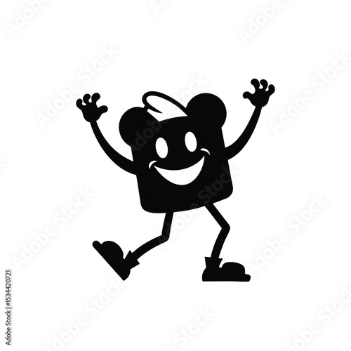 Toast Character Dancing – Happy Breakfast Mascot Vector