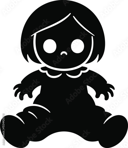 Sad Silhouette of a Sitting Doll A Spooky Illustration