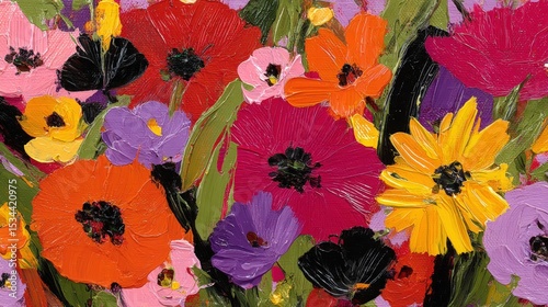 Vibrant floral composition showcasing a variety of colorful flowers in a garden setting