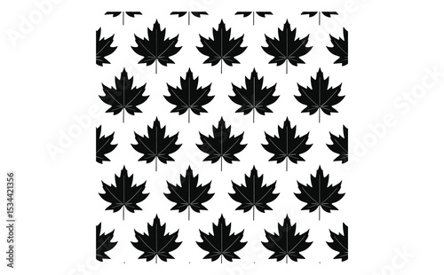 Seamless Black Maple Leaf Pattern Background