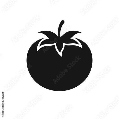 Tomato Silhouette Icon – Solid Black Fruit Vector