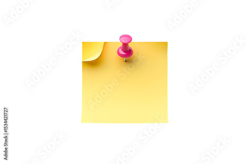 Yellow Sticky Note with Pink Push Pin, Blank Space for Reminders, Ideas, and Important Notes, Perfect for Organization and Planning