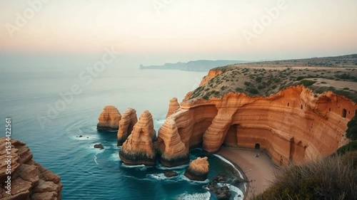 Coastal cliffs embrace the turquoise sea