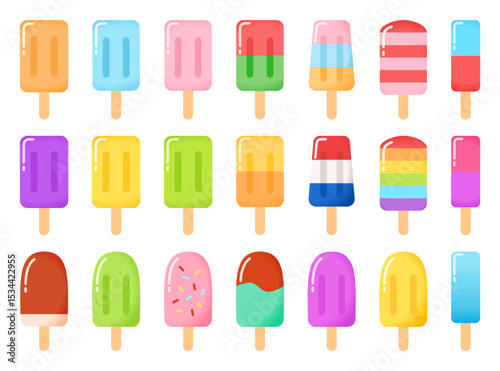  Ice cream icon set. Popsicle stick icon collection. Vector illustration