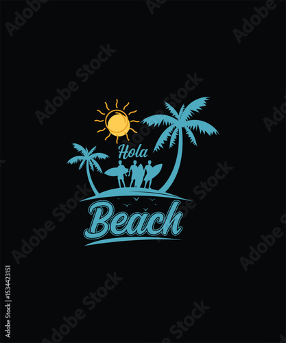 Blue Waves & Palms Design, EPS, VECTOR
