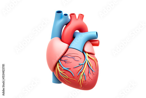 Human Heart Anatomy Detailed 3D Model, Cardiovascular System, Chambers, Valves, Arteries, Veins, Blood Vessels, Myocardium, Epicardium, Pericardium, and more.