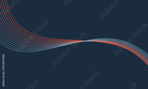 Abstract glowing wave lines on dark blue background. Dynamic wave pattern. Modern flowing wavy lines. Futuristic technology concept. Suit for banner, poster, cover, brochure, flyer, website