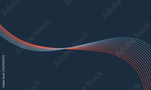 Abstract glowing wave lines on dark blue background. Dynamic wave pattern. Modern flowing wavy lines. Futuristic technology concept. Suit for banner, poster, cover, brochure, flyer, website