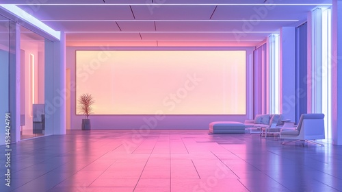 Neon-lit Lounge, Futuristic Interior Design