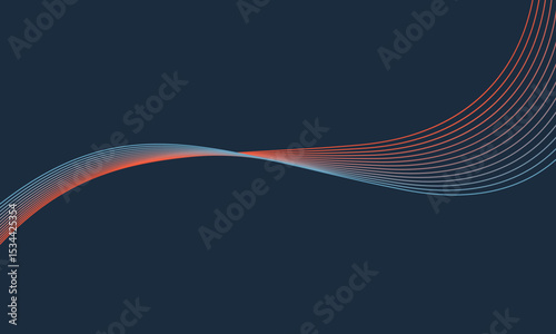 Abstract glowing wave lines on dark blue background. Dynamic wave pattern. Modern flowing wavy lines. Futuristic technology concept. Suit for banner, poster, cover, brochure, flyer, website