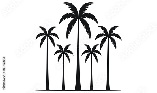 Palm Trees Silhouette Vector Tropical Summer Exotic Nature Design