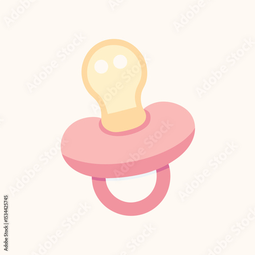 Cute pink pacifier vector illustration for newborn baby and childcare design concepts