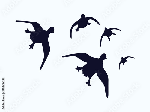 flying duck vector illustration, collection of flying duck silhouette on white background graphic art