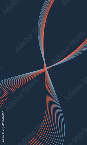 Abstract glowing wave lines on dark blue background. Dynamic wave pattern. Modern flowing wavy lines. Futuristic technology concept. Suit for banner, poster, cover, brochure, flyer, website