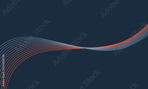 Abstract glowing wave lines on dark blue background. Dynamic wave pattern. Modern flowing wavy lines. Futuristic technology concept. Suit for banner, poster, cover, brochure, flyer, website