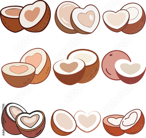 set of coconut icon