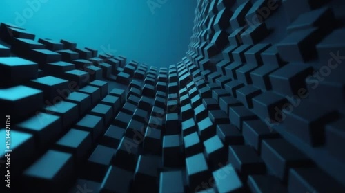 Cubed corridor of moody azure geometry