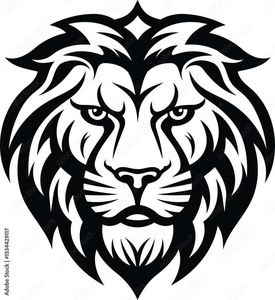 Obraz premium Simple Black Layout of Lion Head Vector Illustration