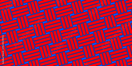Colorful Weave Pattern Showing Repetition Useful as Background. Minimal line Seamless geometric pattern with shapes. Decoration and maze ornament square wall tile. rattan weave texture background.