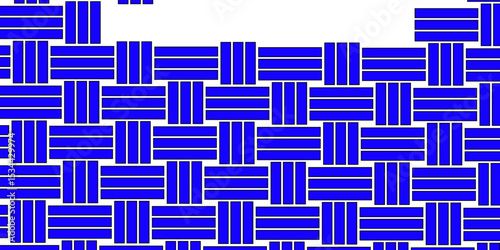 Blue Weave Pattern Showing Repetition Useful as Background. Minimal line Seamless geometric pattern with shapes. Decoration and maze ornament square wall tile. Blue rattan weave texture background.