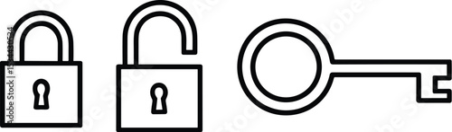 Lock and key vector black silhouette print design