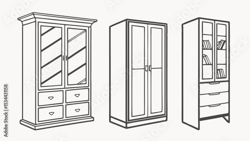 Tall Storage Furniture Collection Classic Mirrored Wardrobe Drawers Modern Cabinet Glass Display Cabinet Styles