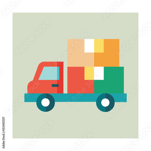 Mini Delivery Truck Carrying Toy Boxes Front View