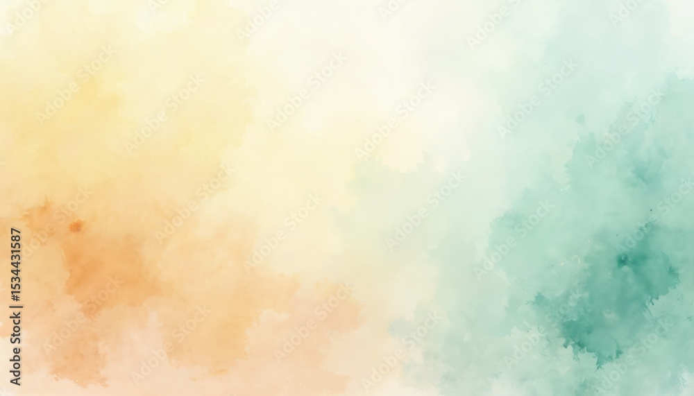 Fototapeta premium Watercolor pastel background in muted yellow, peach colors. Soft, airy feel, artistic design for presentations, web design, social media. Abstract artistic backdrop suitable for various creative