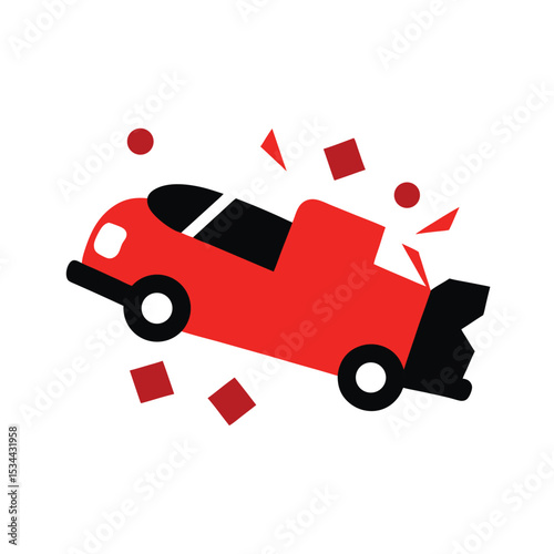 Overturned Car with Scattered Debris Illustration