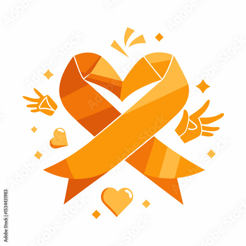 Broken Orange Ribbon Symbol Vector for Women's Violence Awareness