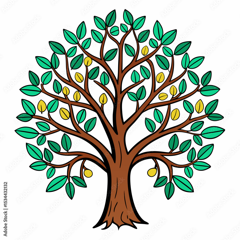 Obraz premium Hand-Drawn Tree Pattern on White