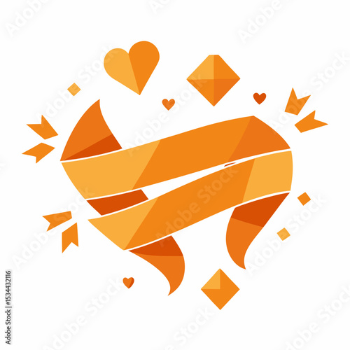 Broken Orange Ribbon Symbol Vector for Women's Violence Awareness