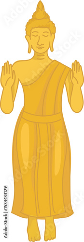 two-hand gesture buddha vector illustration for Thai Buddhist culture, temple decoration, spiritual or meditation themes