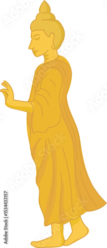 one-hand gesture buddha vector illustration for Thai Buddhist culture, temple decoration, spiritual or meditation themes