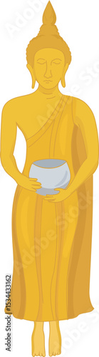 teaching buddha pose vector illustration for Thai Buddhist culture, temple decoration, spiritual or meditation themes