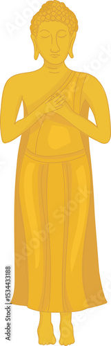 peaceful standing buddha vector illustration for Thai Buddhist culture, temple decoration, spiritual or meditation themes