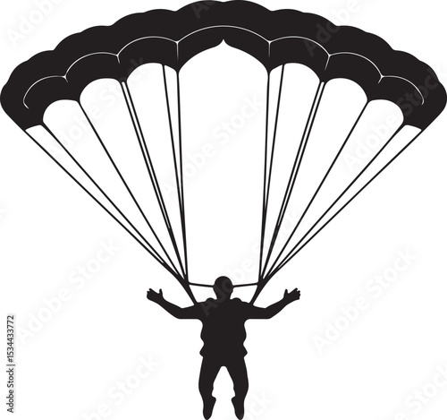 Thrilling Skydiving Silhouette A Stunning Vector Illustration