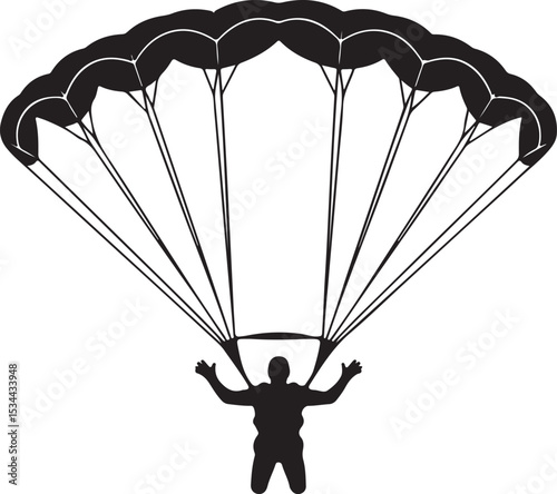 Skydiving Silhouette Adrenaline Rush, Freefall, Parachute Descent